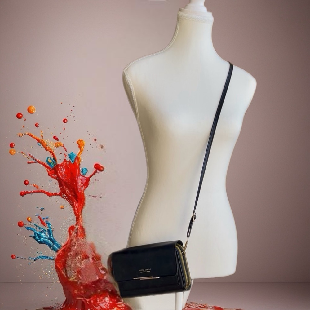 Elegant Black Crossbody Wallet Bag - Picture 3 of 13
